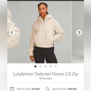 Lululemon textured fleece half zip, new with tags, sz 6
